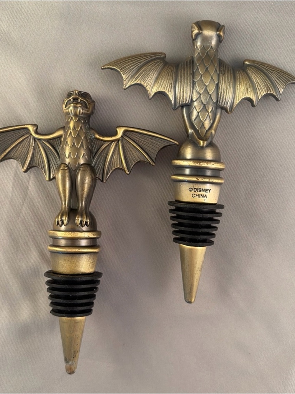 Set of 2 Disney Parks Haunted Mansion Bat Stanchion Wine Bottle Stopper